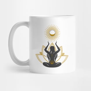 Woman Silhouette and Mystic Symbol of Sun and Moon Mug